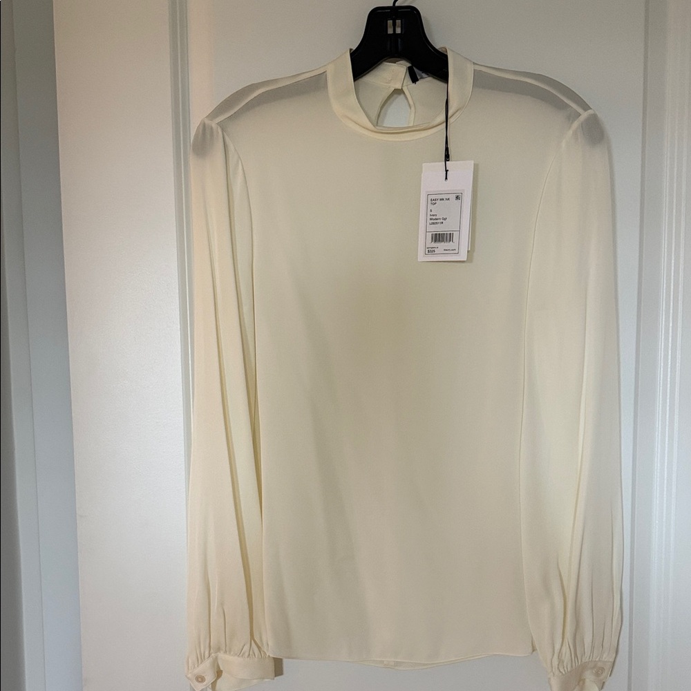 Theory Cream High-Neck Blouse